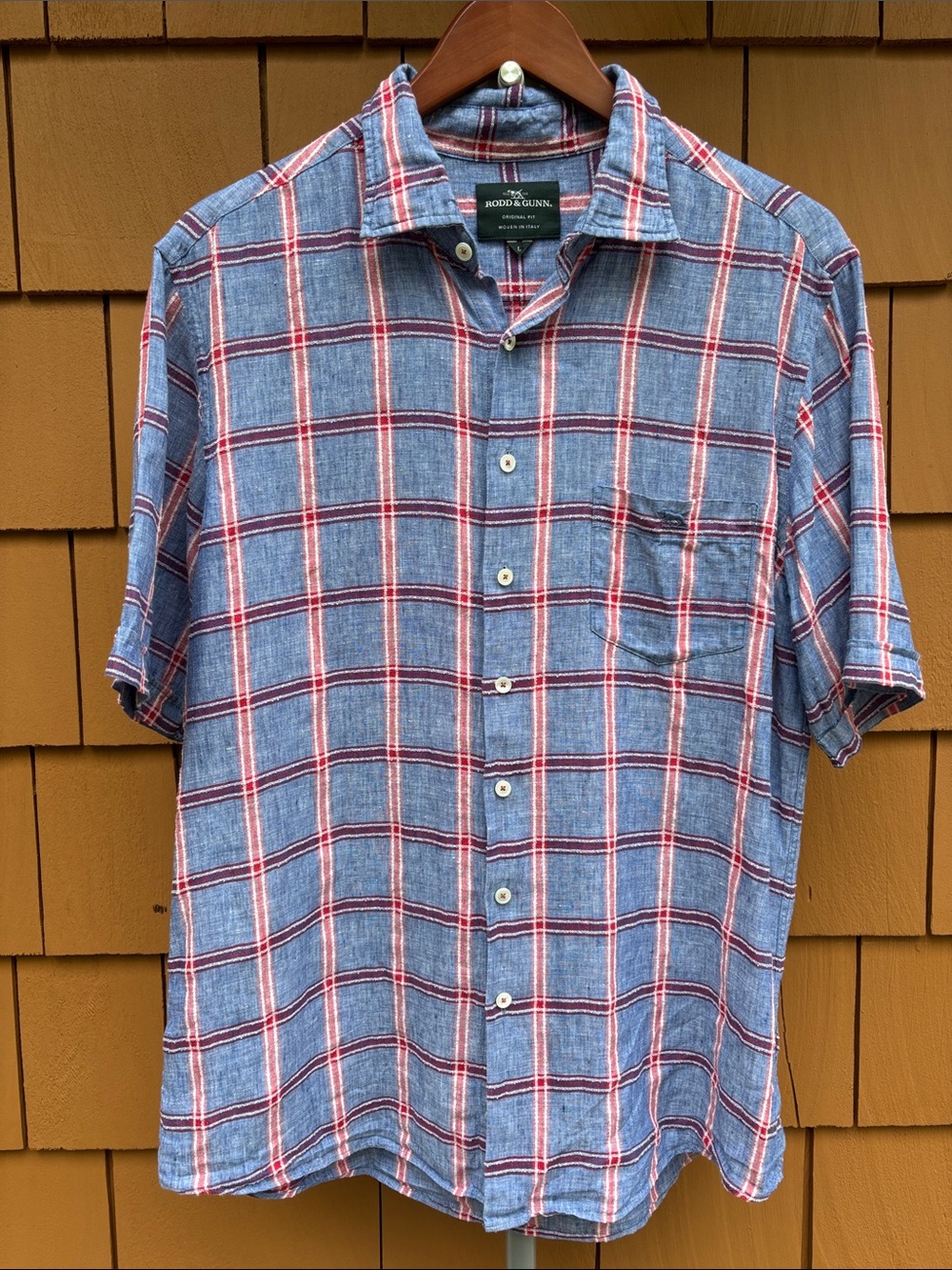 RODD & GUNN | Plaid Linen Blend Preppy Smart Casual Button Front Shirt | Size L